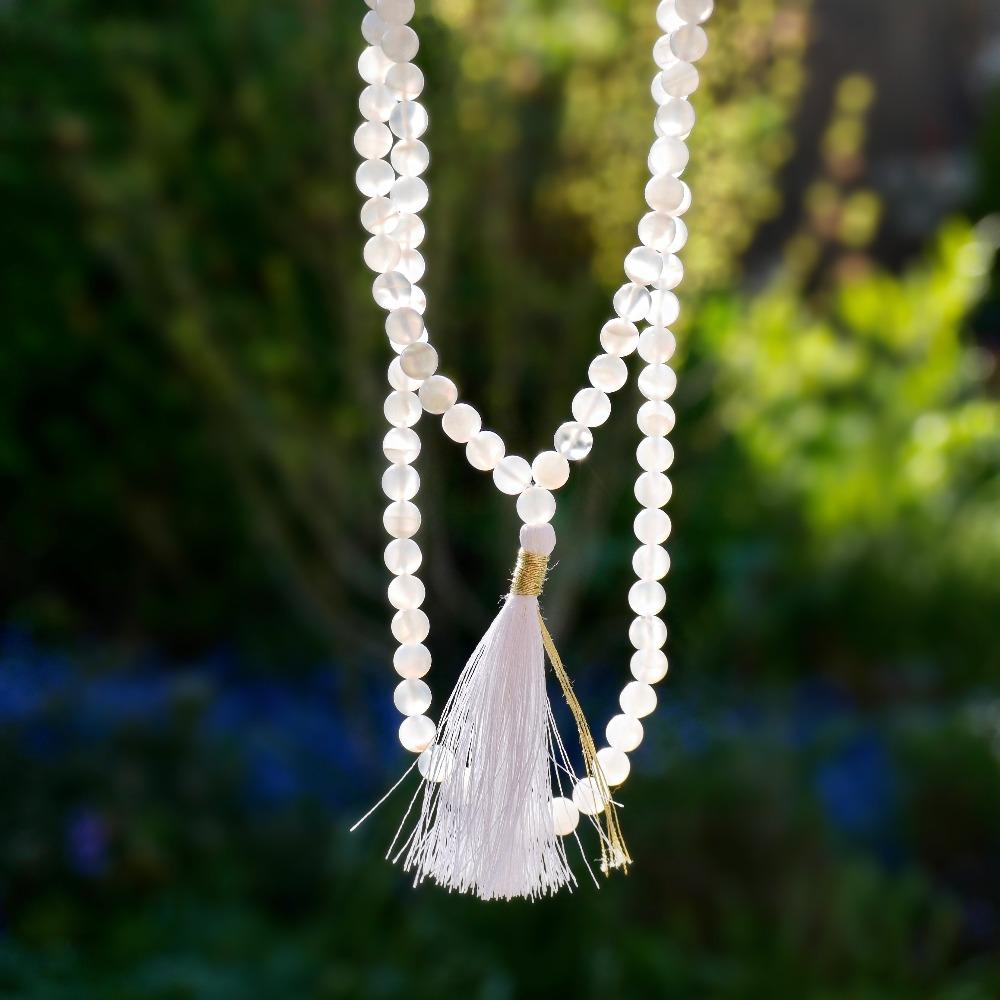 Organic Moonstone Meditation Mala Beads