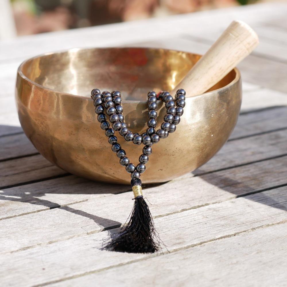 Organic Hematite Meditation Mala Beads