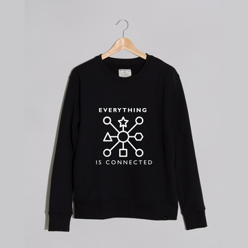 be mindful be happy GOTS organic cotton black sweatshirt mental health connected sustainable mindfulness