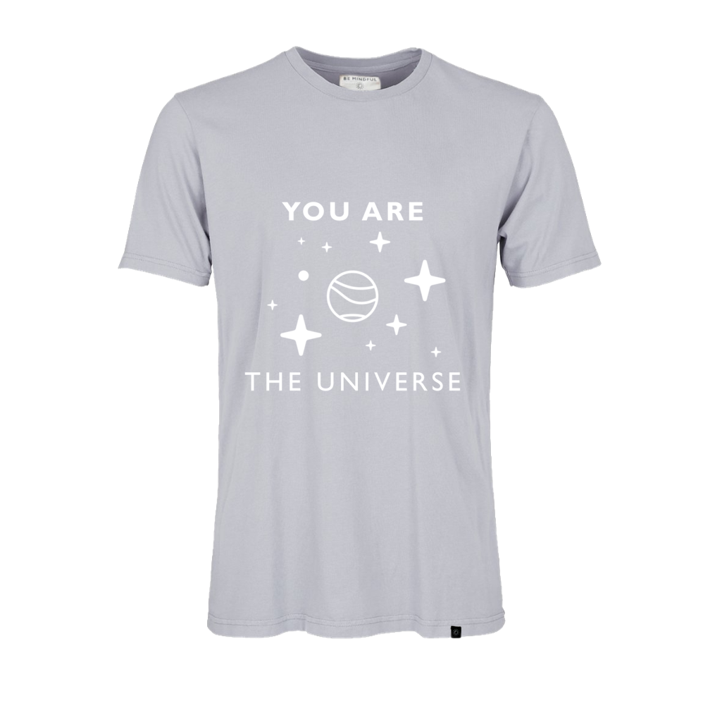 be mindful be happy gots organic grey sweatshirt crew neck SPIRITUAL UNIVERSE yogi mindfulness yoga sustainable