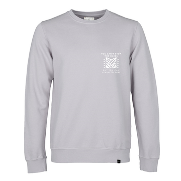 be mindful be happy gots organic grey sweatshirt crew neck vegan surfing surfer yogi mindfulness yoga sustainable