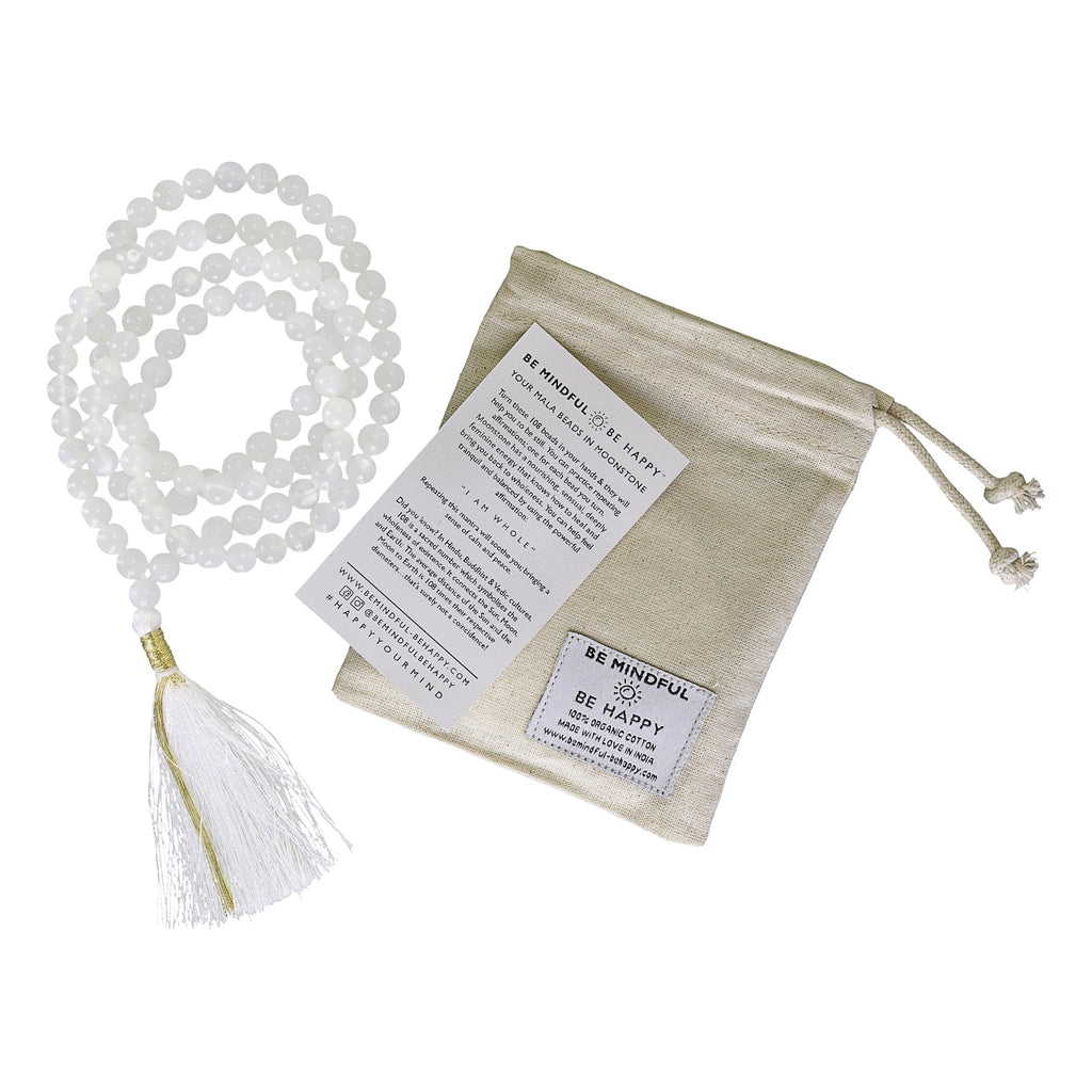 Gem Stone Mala Beads | Free organic gift bag & affirmation card | Meditation | Mindfulness | Yoga | Necklace | Rosary