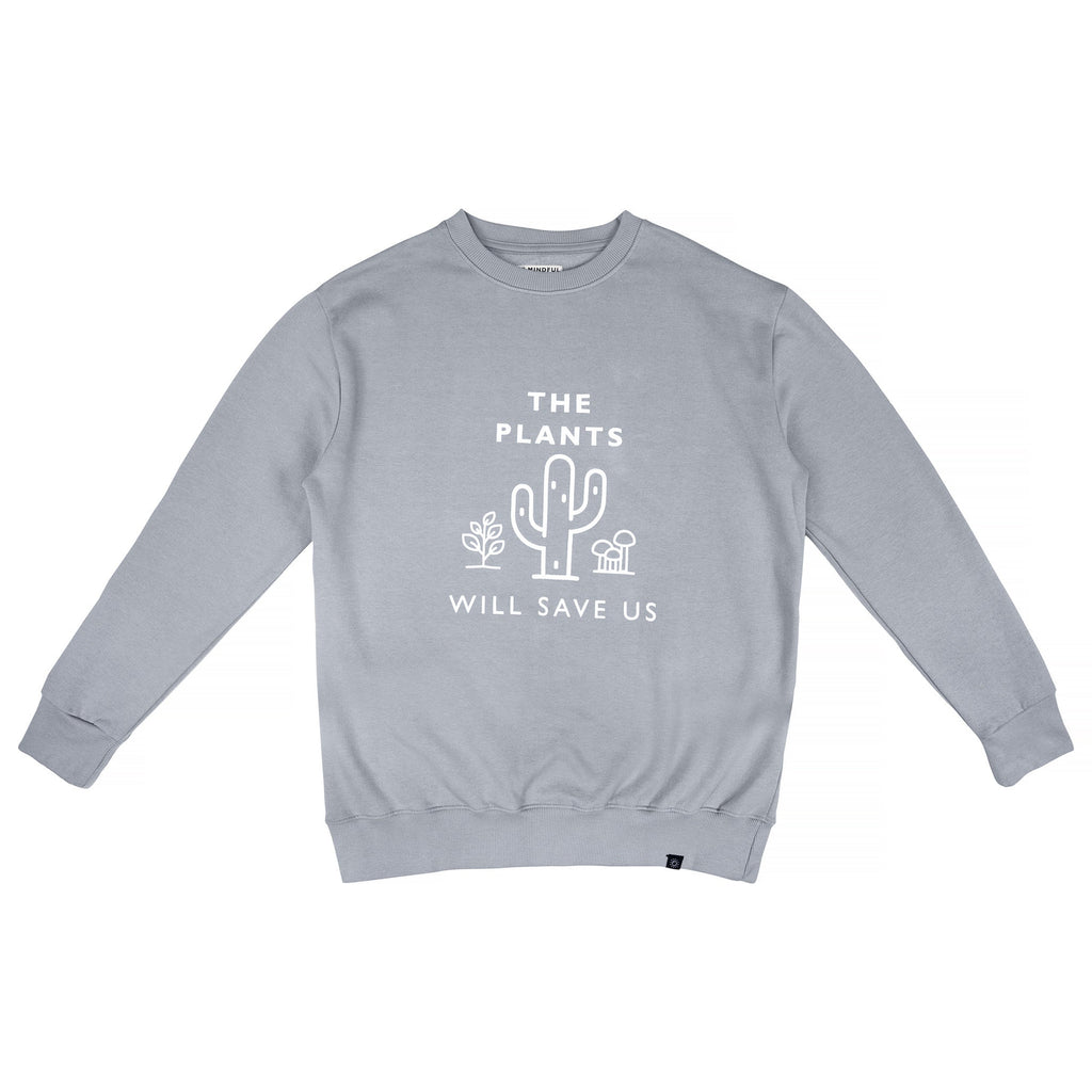 GOTS Organic Cotton Grey Sweatshirt | Vegan | Crew Neck | Spiritual | Plant Based | Ethical | Sustainable